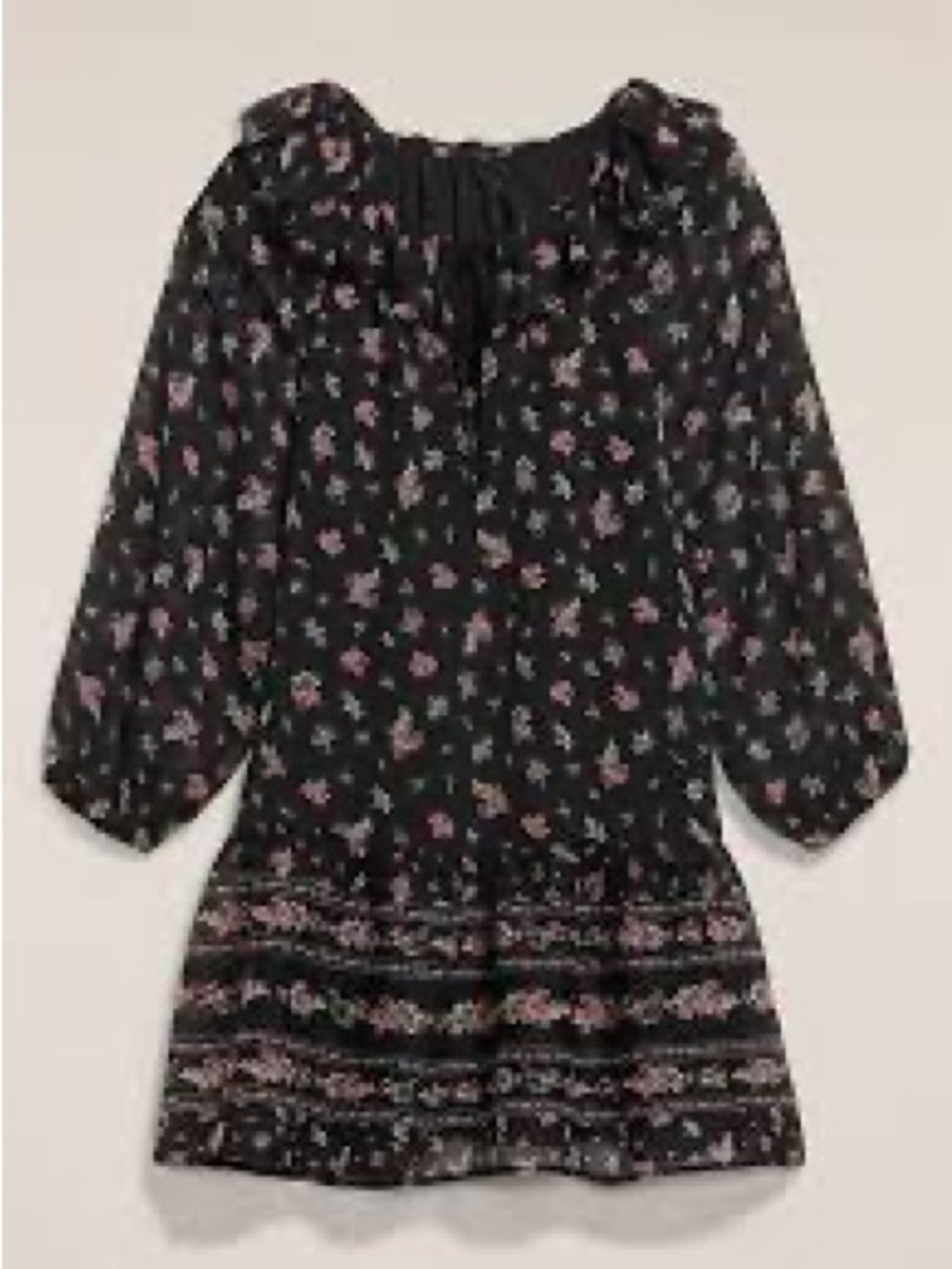 Old Navy X Anna Sui Chiffon Tiered Ruffle Mini Dress Size XXL Dark Floral Boho - Picture 3 of 14